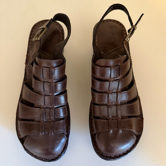 boc Women's Woven Mule Adjustable Strap Size 8 Brown Faux Leather with Buckle - Picture 4 of 13